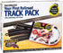 Bachmann Trains HO Scale E-Z Track pack with steel alloy rails and black roadbed, featuring snap-fit design for model train layouts.
