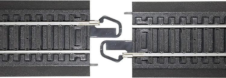 Bachmann Trains HO Scale E-Z Track pack with steel alloy rails and black roadbed, white medium ties, for model train layouts