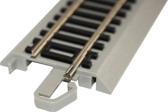 Bachmann Trains EZ Track expansion set with nickel silver rails and grey roadbed for HO scale model train layout.