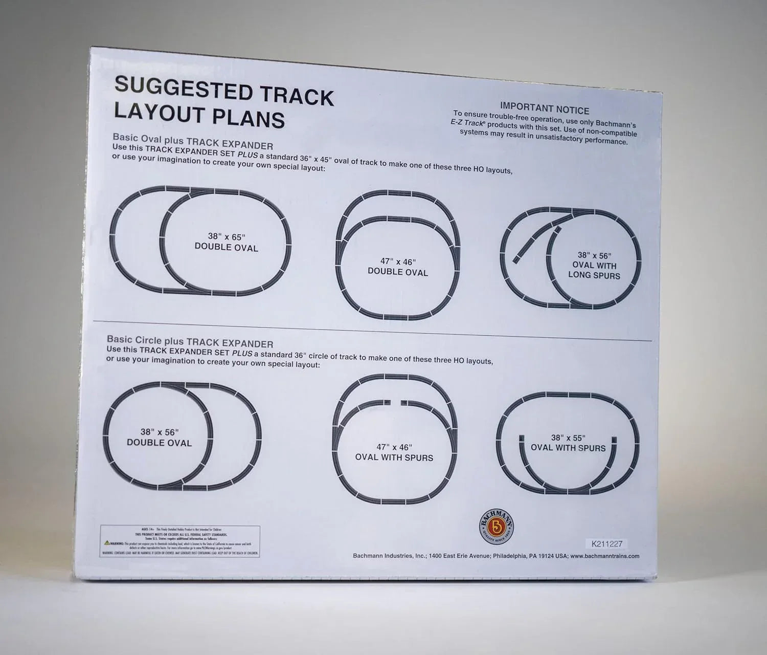 Bachmann Trains EZ Track Expansion Set with nickel silver rails and grey roadbed for HO scale model train layout.