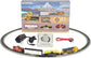 Bachmann Trains Thunder Valley N Scale Electric Train Set with engine, cars, and track on a model railway layout.
