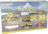 Bachmann Trains Thunder Valley N Scale electric train set with locomotive and cars on track, ready-to-run model by Bachmann Industries Inc.