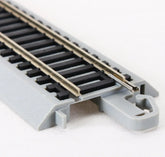 Bachmann Trains HO Scale Snap-Fit E-Z Track 9-inch straight sections with nickel silver rails and gray roadbed, 4-pack.