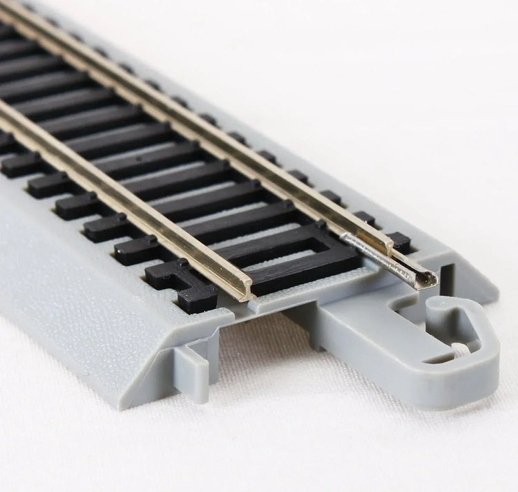 Bachmann Trains HO Scale Snap-Fit E-Z Track 9-inch straight sections with nickel silver rails and gray roadbed, 4-pack.