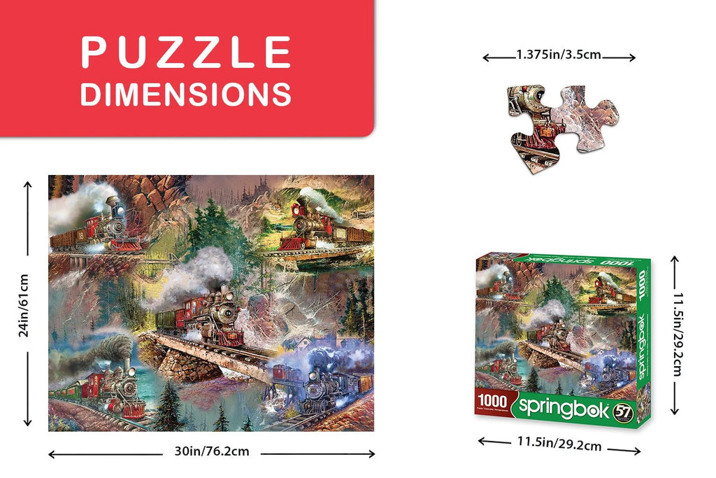Springbok Thrilling Trains - 1000 Piece Jigsaw Puzzle Adults - Unique Cut Pieces