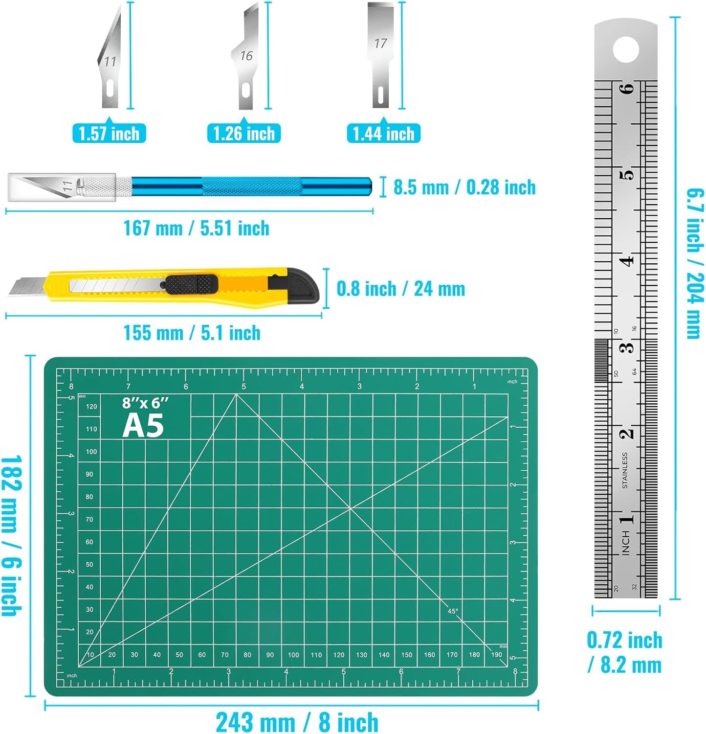 DIYSELF Exacto Knife Set, 2 Pcs Craft Knife with 40 Pcs Hobby Knife Replacement Blades, Hobby Knives Kit for Scrapbooking, Stencil, Fondant, Paper, Sharp Precision Knives for Art Carving