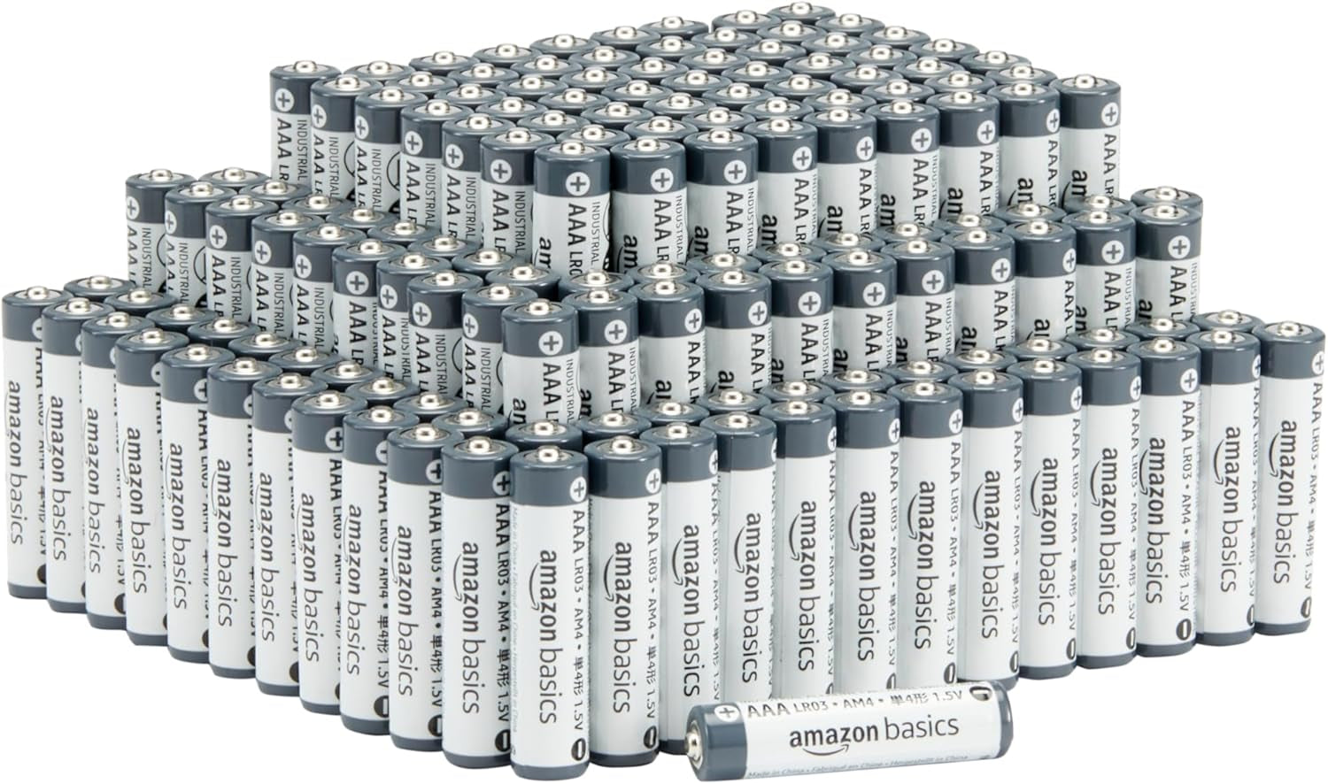 Amazon Basics 150-Pack AAA Alkaline Industrial Batteries, 1.5 Volt, 5-Year Shelf Life
