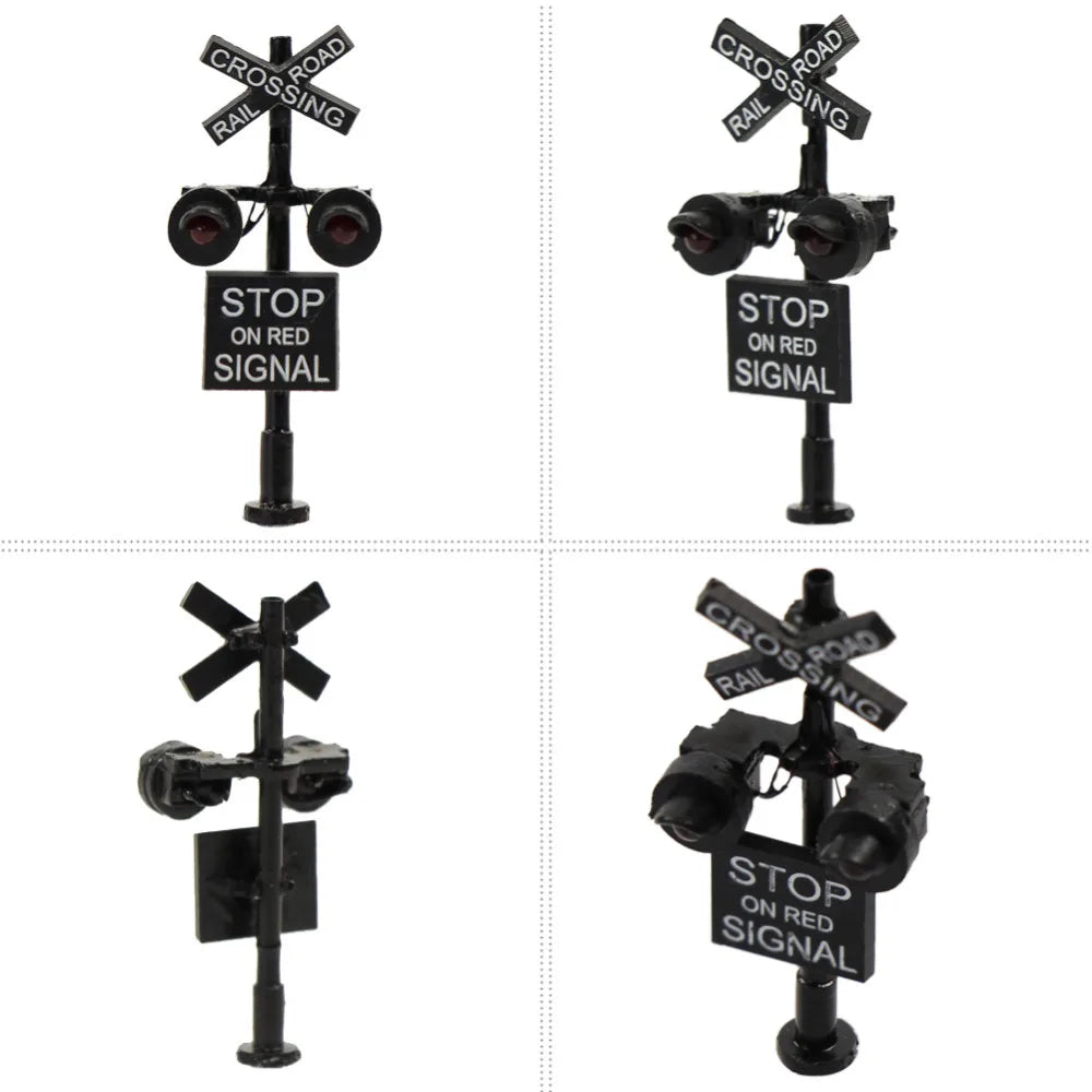 Enhance Your Model Railroad with 2Pcs N Scale LED Crossing Signals - Stop on Red Traffic Block Signal (1:160 Scale)