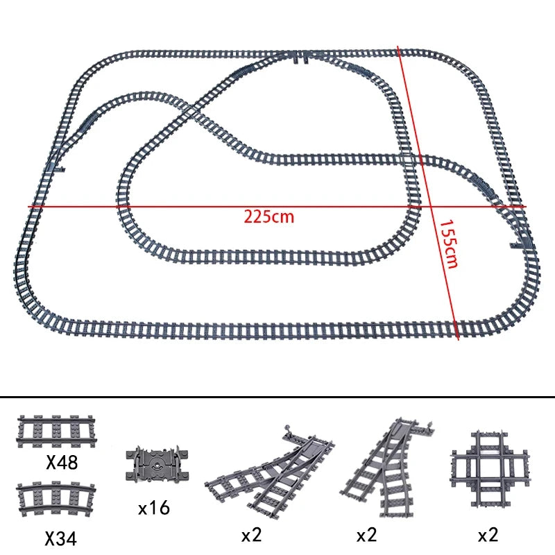 City High-Tech Trains Flexible Tracks Forked Straight Curved Rails Crossing Switch Building Block Bricks Creative Toys for Kids