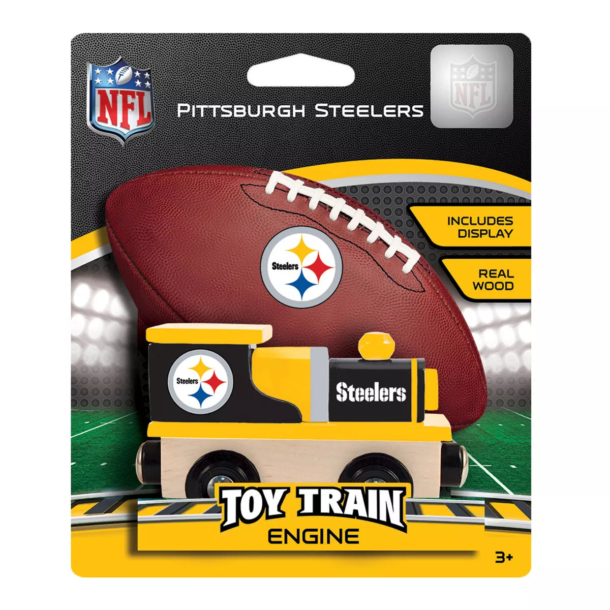 Masterpieces Officially Licensed NFL Pittsburgh Steelers Wooden Toy Train Engine for Kids