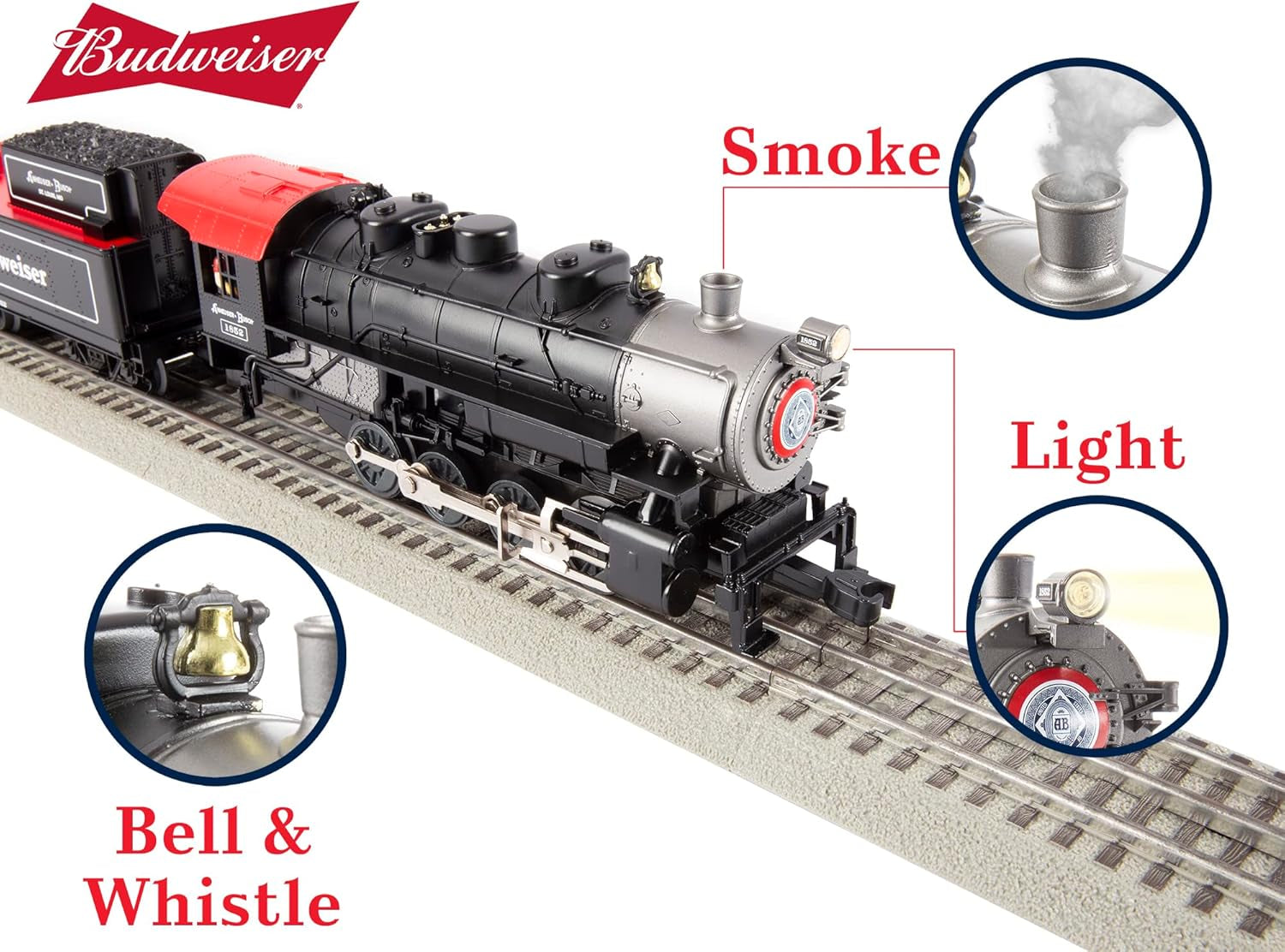 Lionel Anheuser Busch Budweiser Electric O Gauge Train Set with Bluetooth 5.0 and Remote Control