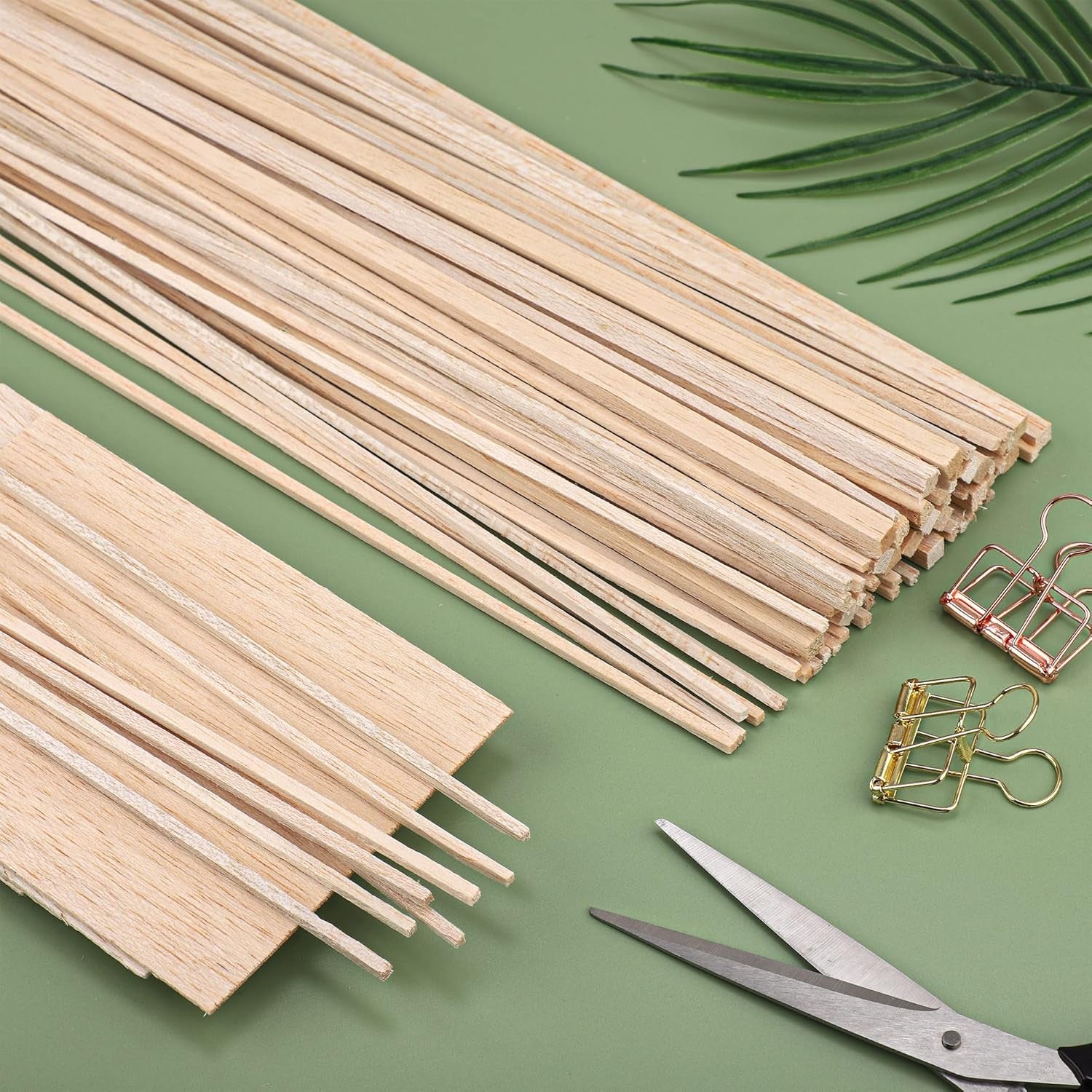 Set of 150 balsa wood sticks and sheets for DIY crafts, modeling, and creative projects by Peony Man.