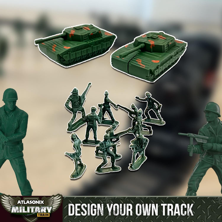 USA Electric Express Train Set for Children Ages 4-8 - Military-Themed Polar Train Model with Helicopter, Tank, Soldiers, and Tracks - Ideal Birthday Gift for Boys Ages 2-4