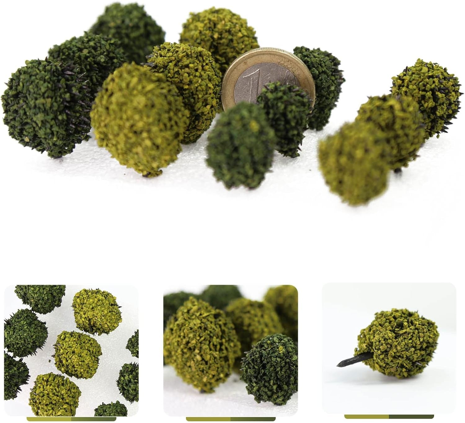 Miniature Vegetation Bush Trees with Model Bases for Terrain in War Gaming and DIY Railway Scenery (Set of 24)