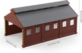 Red N scale painted service shop maintenance building for model railroads, detailed structure by BYMRR Train Store.