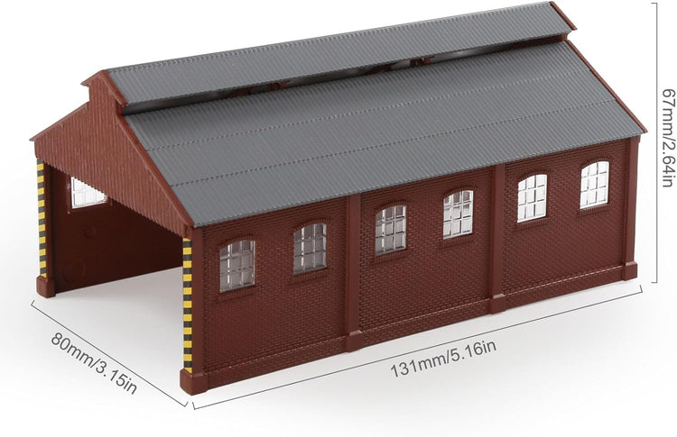 Red N scale painted service shop maintenance building for model railroads, detailed structure by BYMRR Train Store.