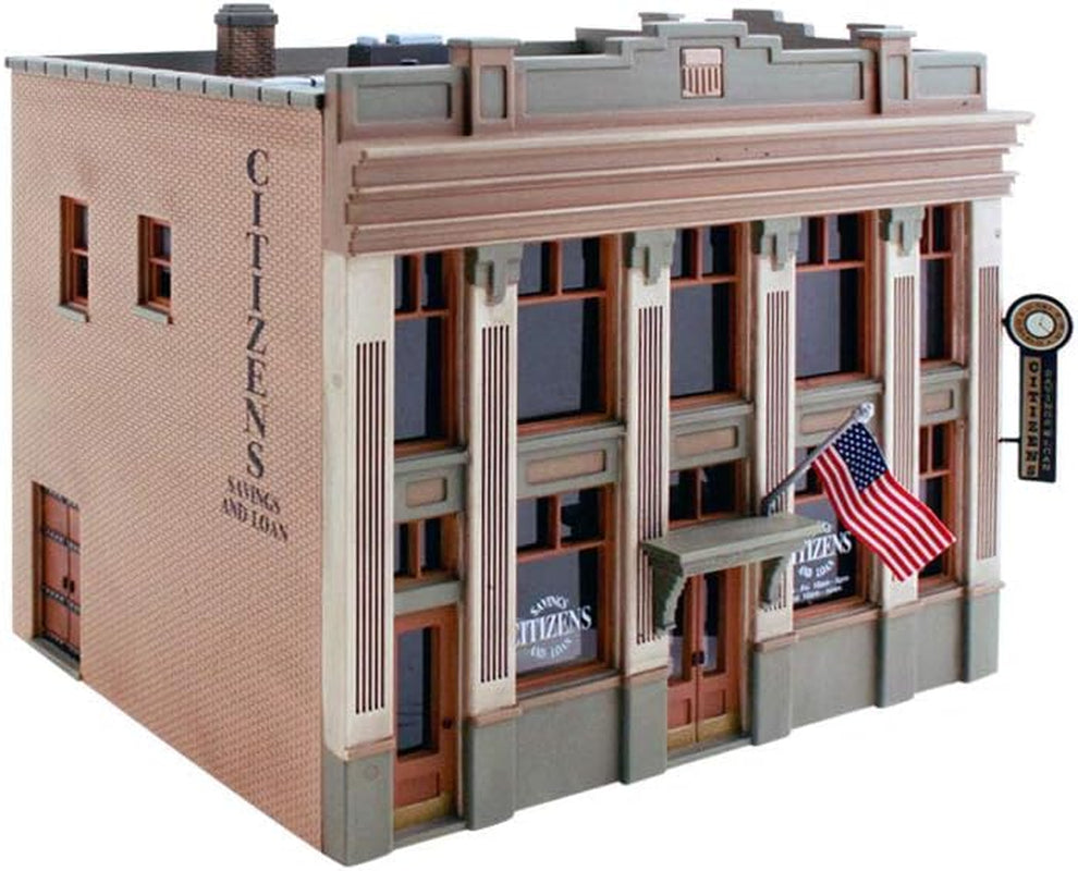 Woodland Scenics Built-N-Ready Citizens Savings & Loan Two-Story Building with Accessories, HO Scale