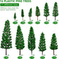 16-piece N scale model pine tree set for scenic landscapes, assorted sizes from 1.4 to 6.3 inches, by BLLREMIPSUR