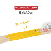 Blue wooden train track with vocal track trap touch simulation sound, compatible with all railway toy brands for children.