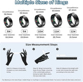 Black BYMRR Smart Health Tracking Ring showing sleep, heart rate, and activity data with air gesture control and waterproof design.