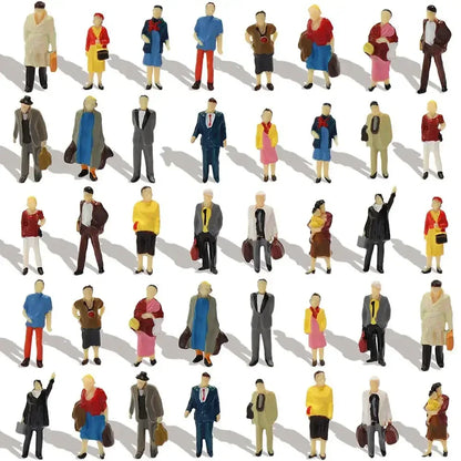 Evemodel HO Scale Painted Passenger Figures - Seated and Standing 1:87 Model Train Accessories (P8715) - BYMRR Train Store