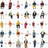 Evemodel HO Scale Painted Passenger Figures - Seated and Standing 1:87 Model Train Accessories (P8715) - BYMRR Train Store