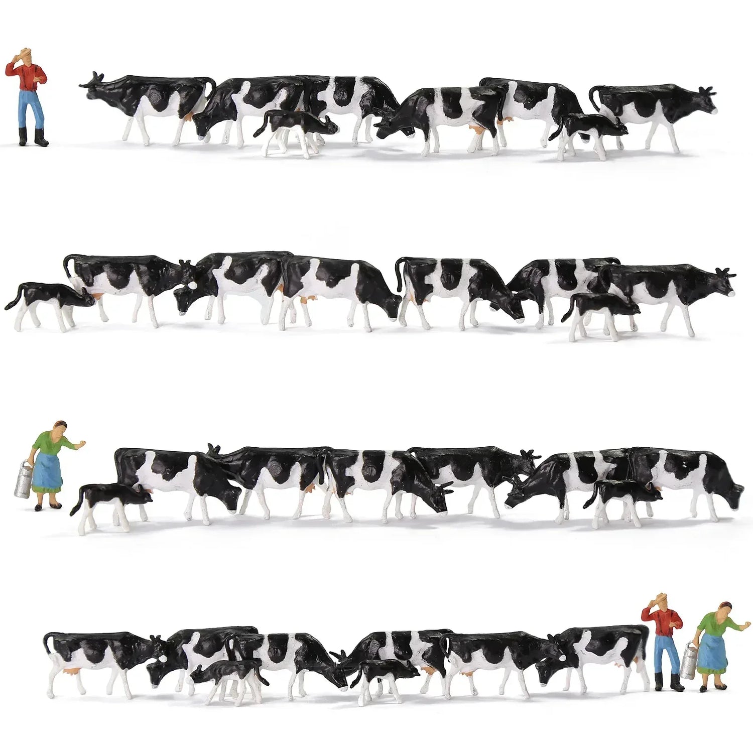 HO scale 1:87 model train farm set with horses, cows, figures, and farm accessories from Evemodel, by BYMRR Train Store.
