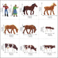 HO scale 1:87 model train farm set with horses, cows, figures, and farm buildings, featuring detailed miniature farm scene.
