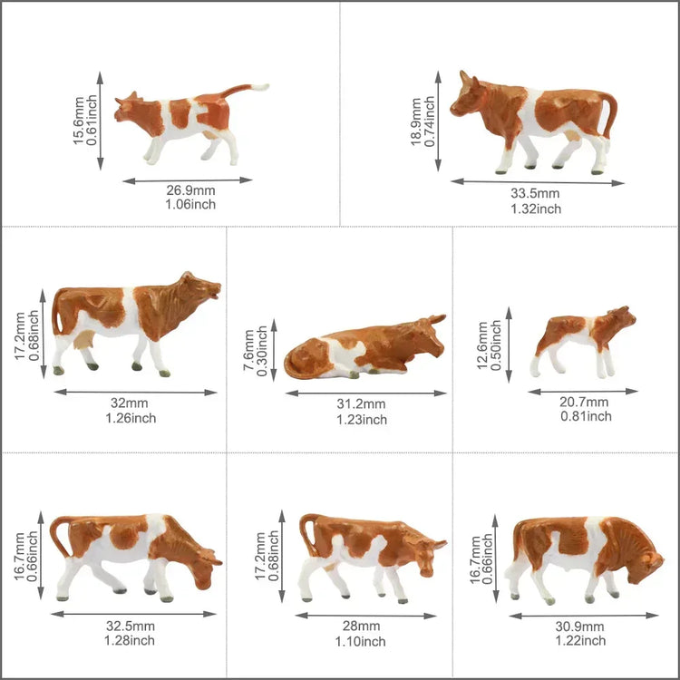 HO scale 1:87 model train farm set with horses, cows, figures, and farm accessories, designed for realistic model train layouts.