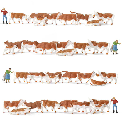 HO scale model train farm set with horses, cows, figures, and farm details in a detailed 1:87 miniature scene.