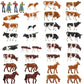 HO scale model train farm set with horses, cows, and figures, featuring detailed miniature farm accessories and livestock.