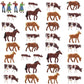 HO scale 1:87 model train farm set with horses, cows, figures, and farm accessories by Evemodel.