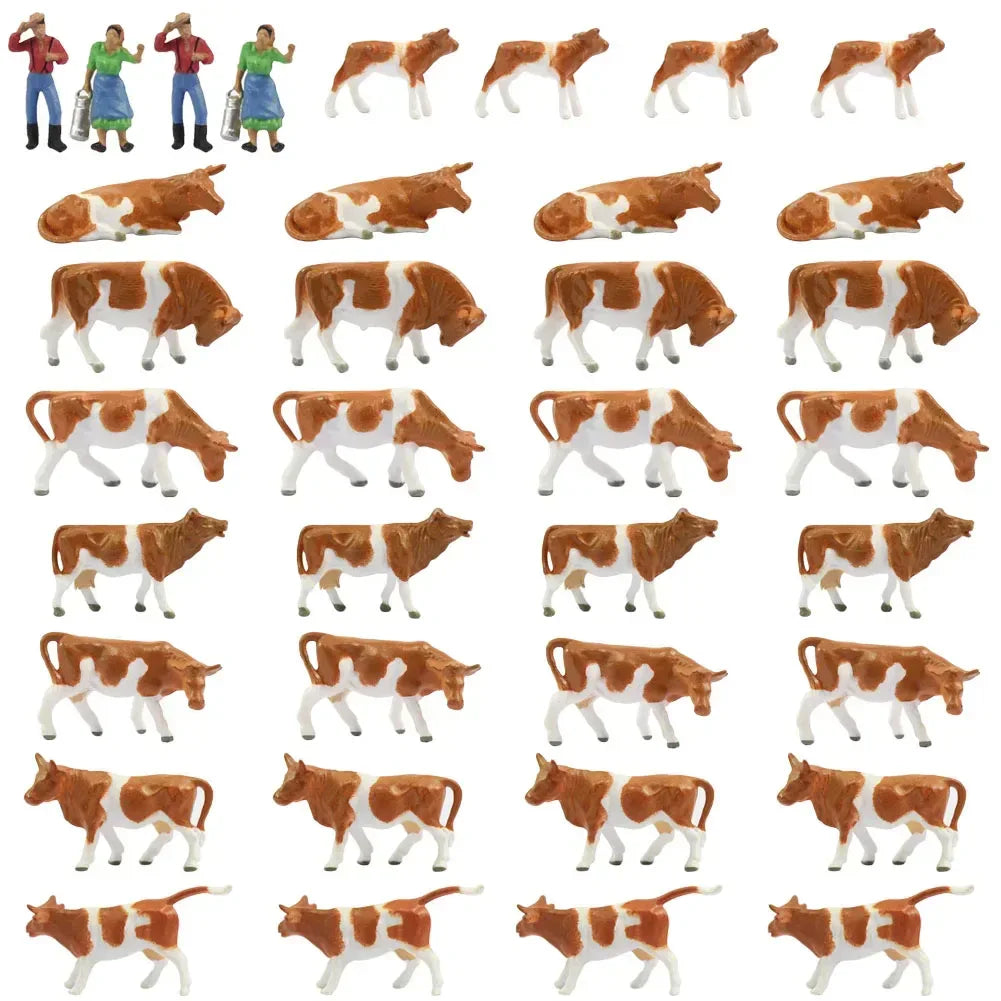 HO scale 1:87 model train farm set with horses, cows, figures, and farm details, perfect for model train layouts.