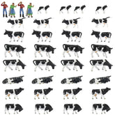 HO scale 1:87 model train farm set with horses, cows, figures, and farm accessories in detailed miniature scene.