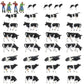 HO scale 1:87 model train farm set with horses, cows, figures, and farm accessories in detailed miniature scene.