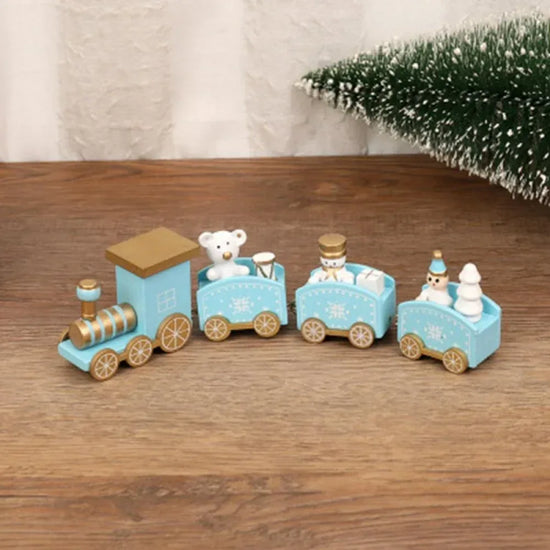 Wooden Christmas Train with Snowman - Mini Decorative Train Ornament for Holiday Celebrations and Children&