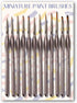 Set of 12 brown miniature paint brushes for oil and acrylic painting, ideal for detailed artwork and fine brushwork.