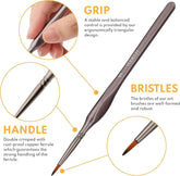 Set of 12 brown miniature paint brushes for oil and acrylic painting, ideal for detailed art projects and fine brushwork.