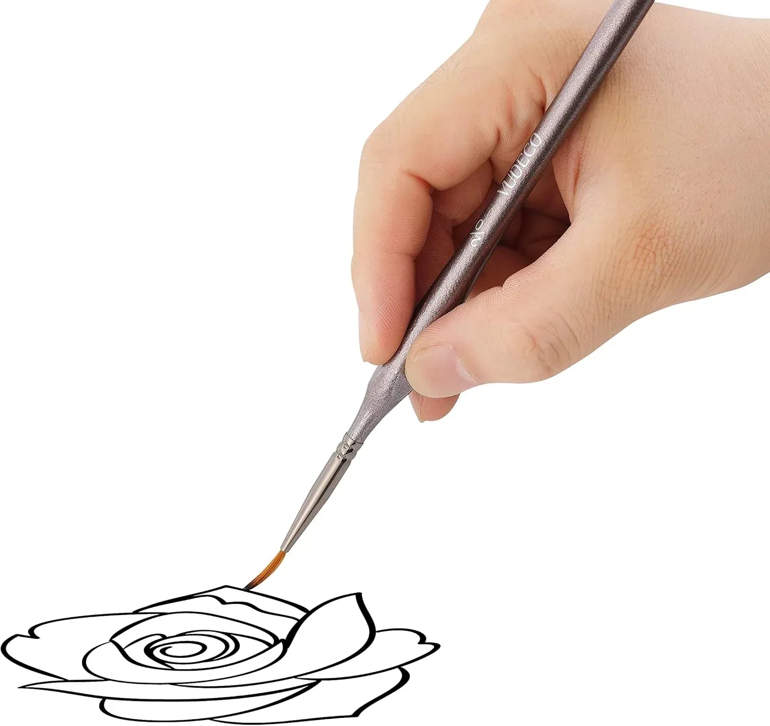12-piece brown miniature paint brush set for oil and acrylic painting by BYMRR Train Store, featuring fine detail brushes on a white background.
