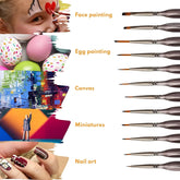 Set of 12 brown miniature paint brushes for oil and acrylic painting by BYMRR Train Store, ideal for detailed art projects.
