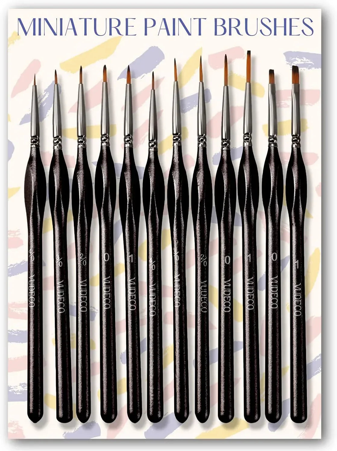 12-piece brown miniature paint brush set for oil and acrylic painting by BYMRR Train Store, featuring fine detail brushes.