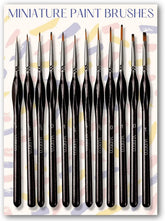12-piece brown miniature paint brush set for oil and acrylic painting by BYMRR Train Store, featuring fine detail brushes.