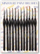 12-piece brown miniature paint brush set for oil and acrylic painting by BYMRR Train Store, featuring fine detail brushes.