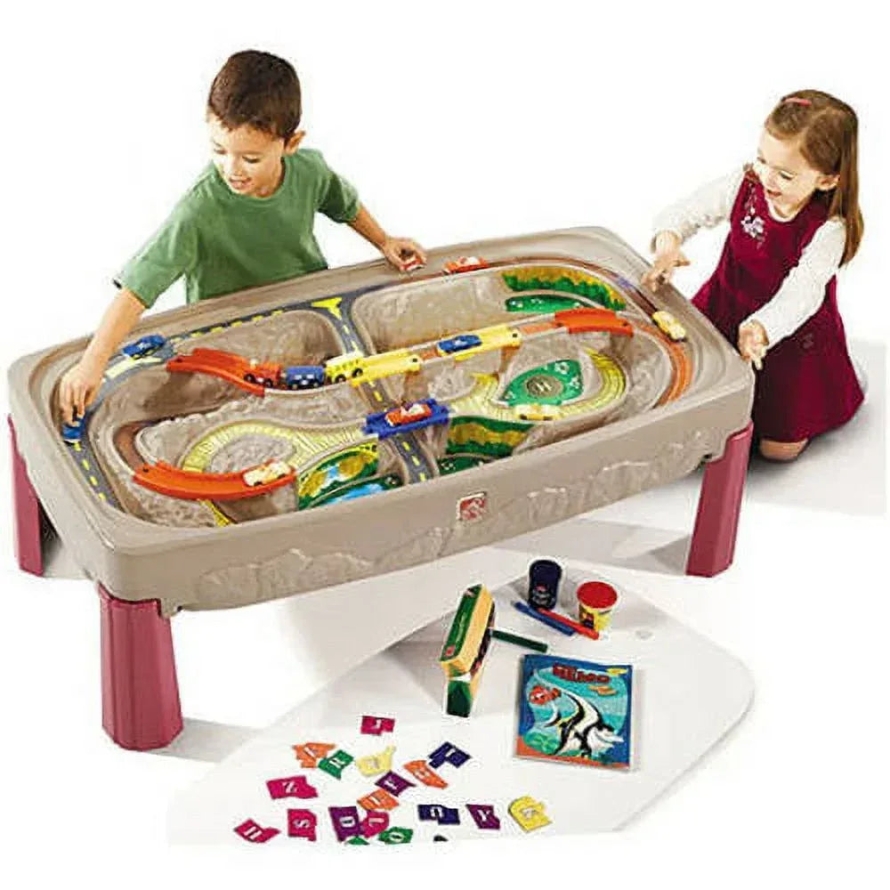 Brown BYMRR Train Store Deluxe Canyon Road train table and chair set for outdoor children&