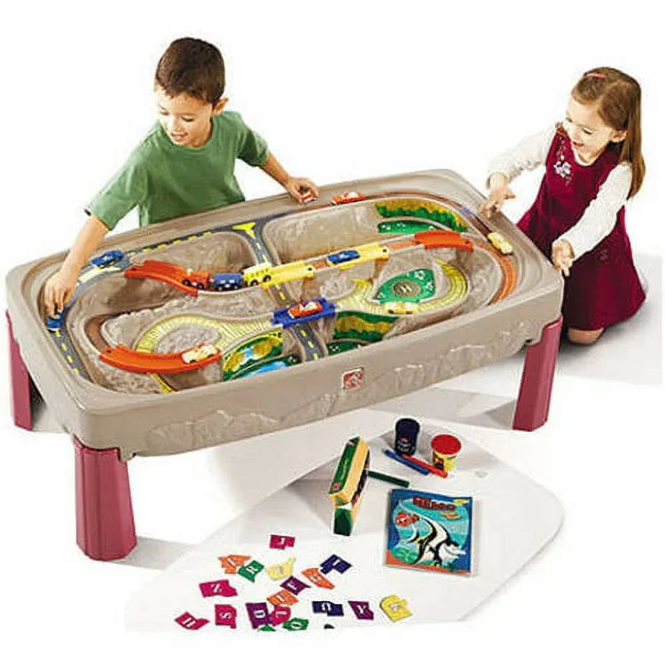 Brown BYMRR Train Store Deluxe Canyon Road train table and chair set for outdoor children&