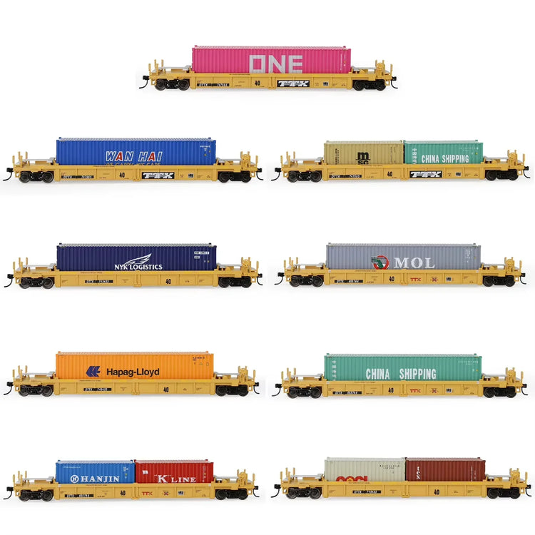 Evemodel HO Scale 1:87 40Ft Well Car with 20&