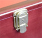 O Scale train display cabinet in cherry finish with UV protection and lockable features, ideal for showcasing model trains.