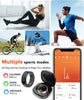 BYMRR Train Store 2025 smart health tracker ring in elegant silver, waterproof fitness monitor with health metrics and charging case.