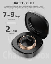 BYMRR Train Store 2025 Smart Health Tracker Ring in elegant silver, waterproof fitness monitor with health metrics and charging case