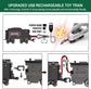 Electric train set for children featuring a metal alloy Christmas steam locomotive toy with colorful train cars.